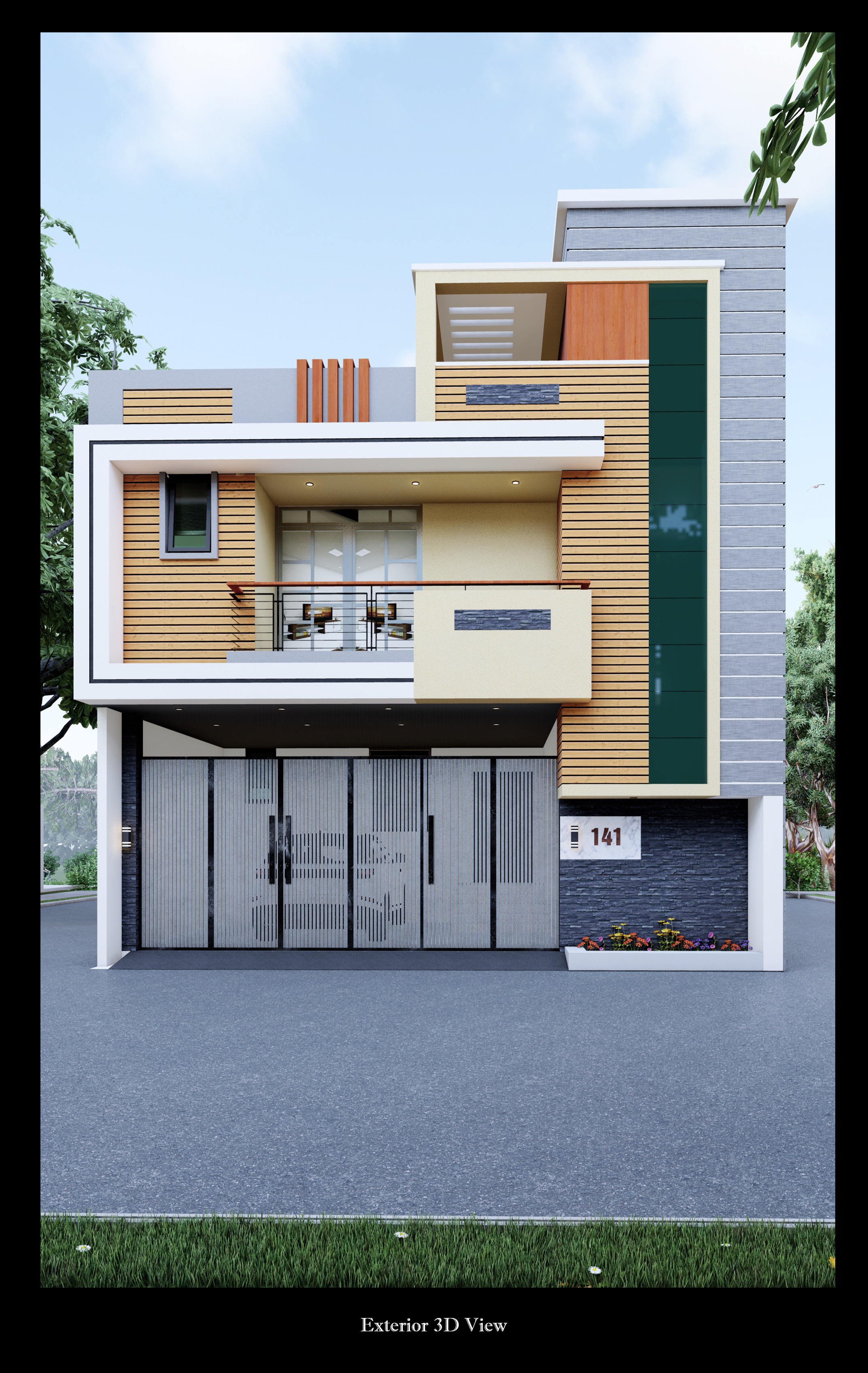 Modern G+1 Residence Design | Compact Urban House Elevation
